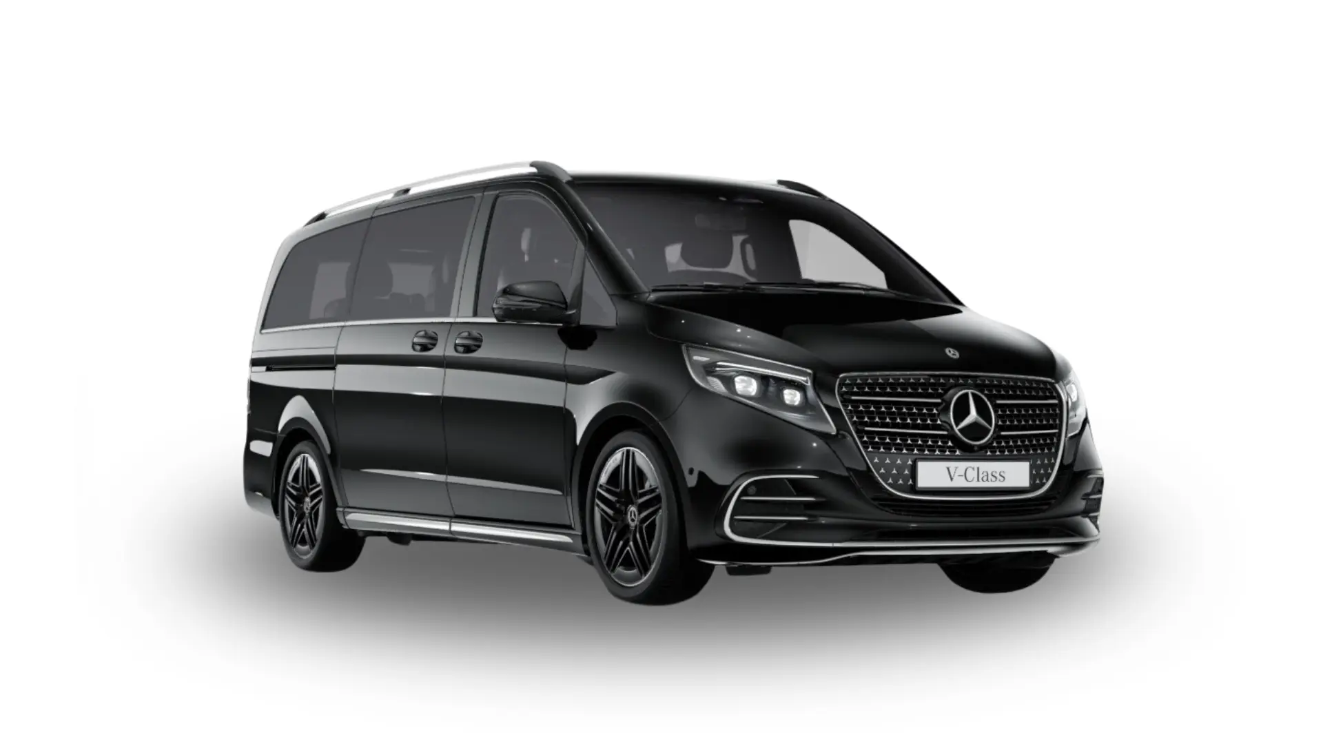 Melna V-klase uz balta fona